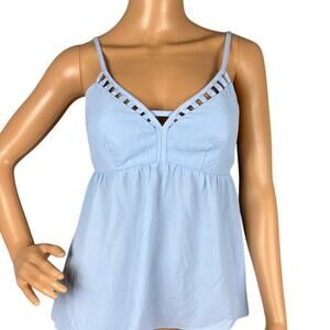 Y2k Style Milkmaid Top Sleeveless Adjustable Straps Baby Blue Padded Size S